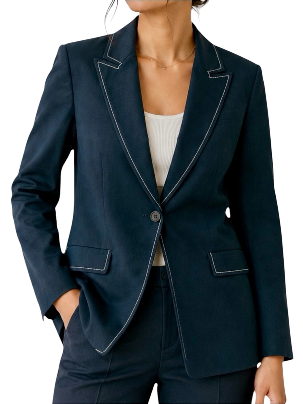 KASPER Blue Blazer Jacket 12 Large Petite - Picture 1 of 11